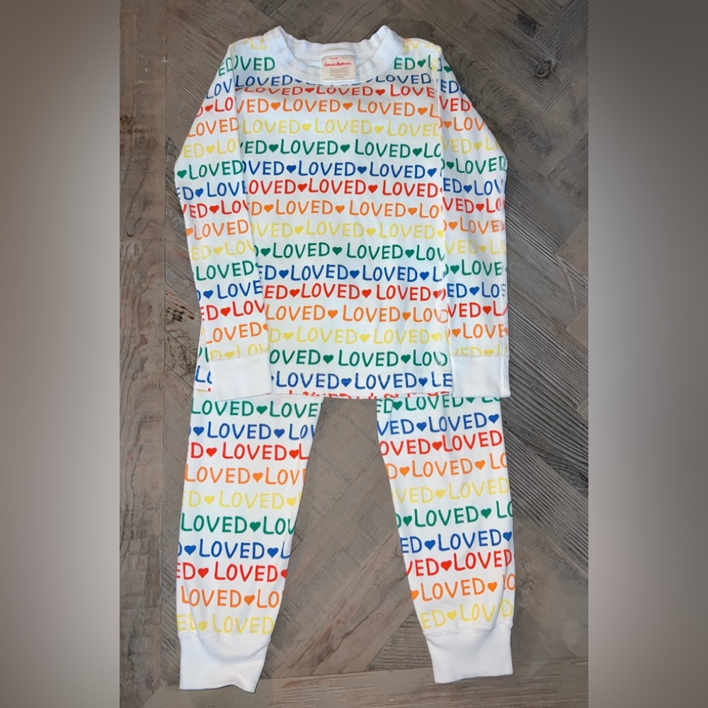 Hanna Andersson “Loved” Long John Pajamas Size 110 (5)